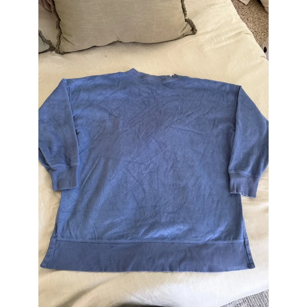 Aerie Plush Fleece Crewneck Sweatshirt Long Sleeve Blue Size L Cozy Casual‎